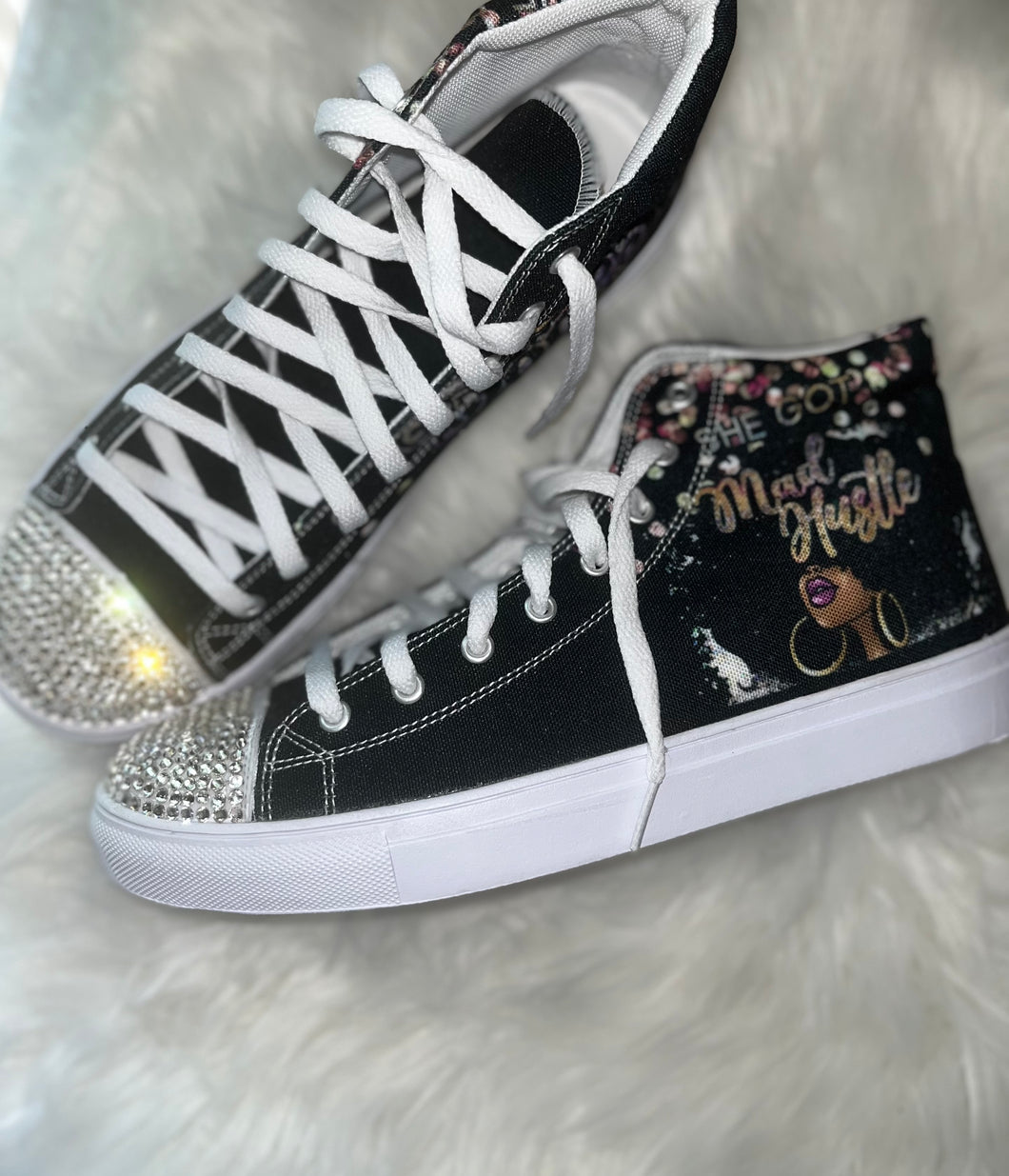 Mad Hustle Hightop Canvas Shoe (bling toe)